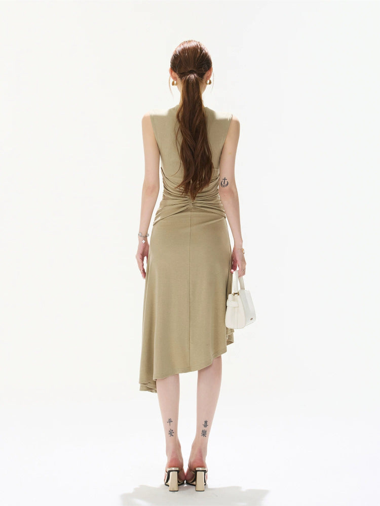 Brown Twisted Waist Dress