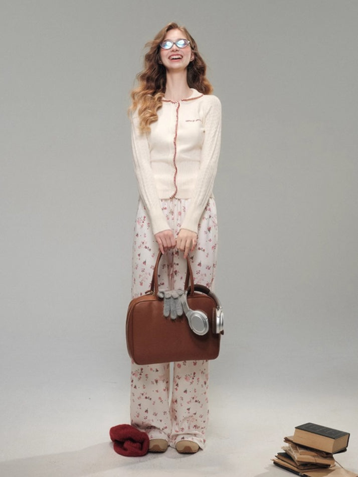 V-neck Hand-knit Cardigan