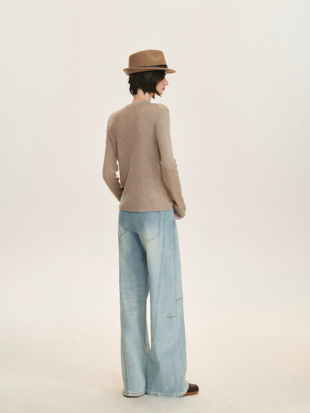 Contrast Layered Wool Blend Cardigan
