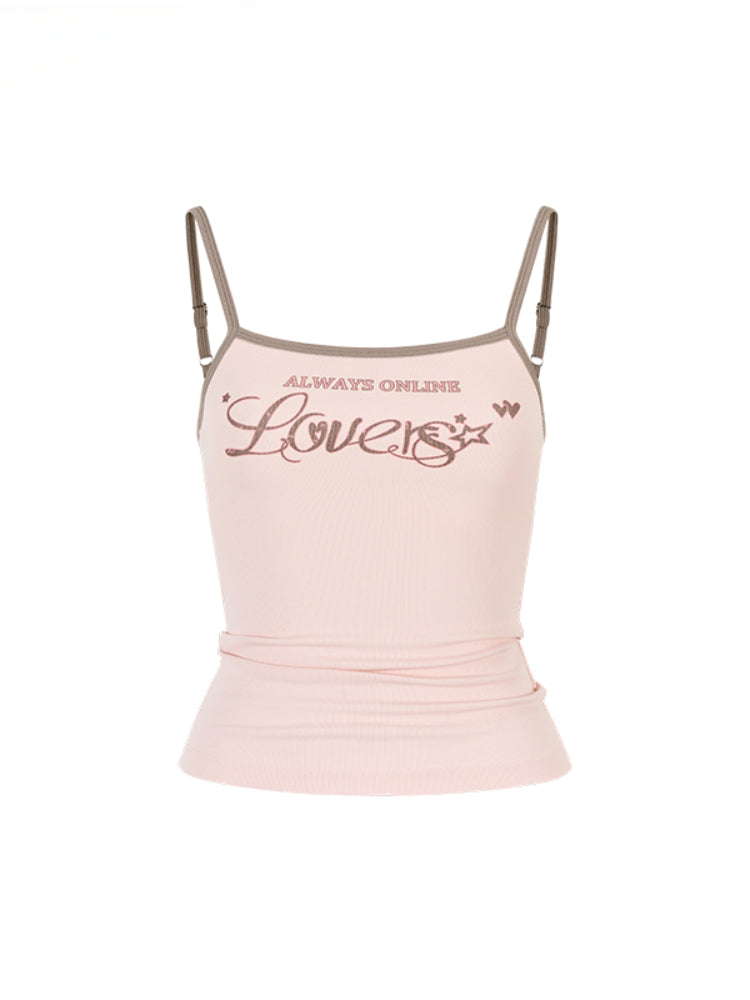 Color-Block Letter Print Camisole