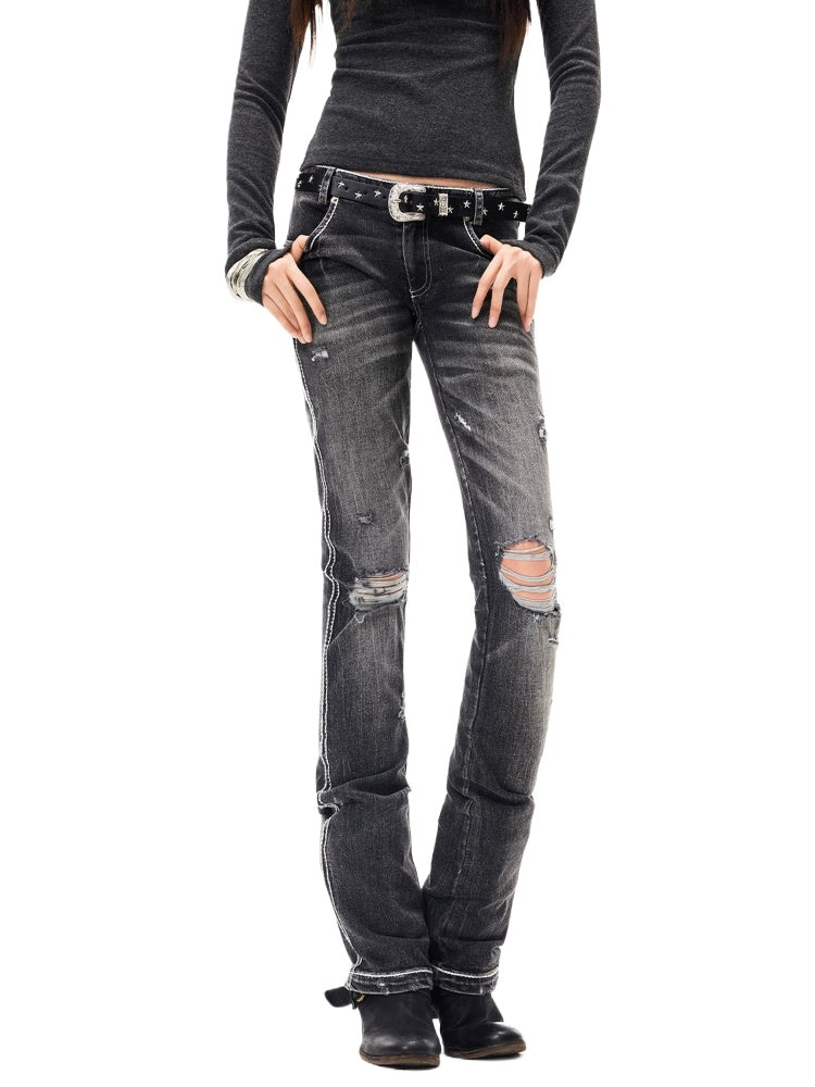 Low Rise Ripped Jeans