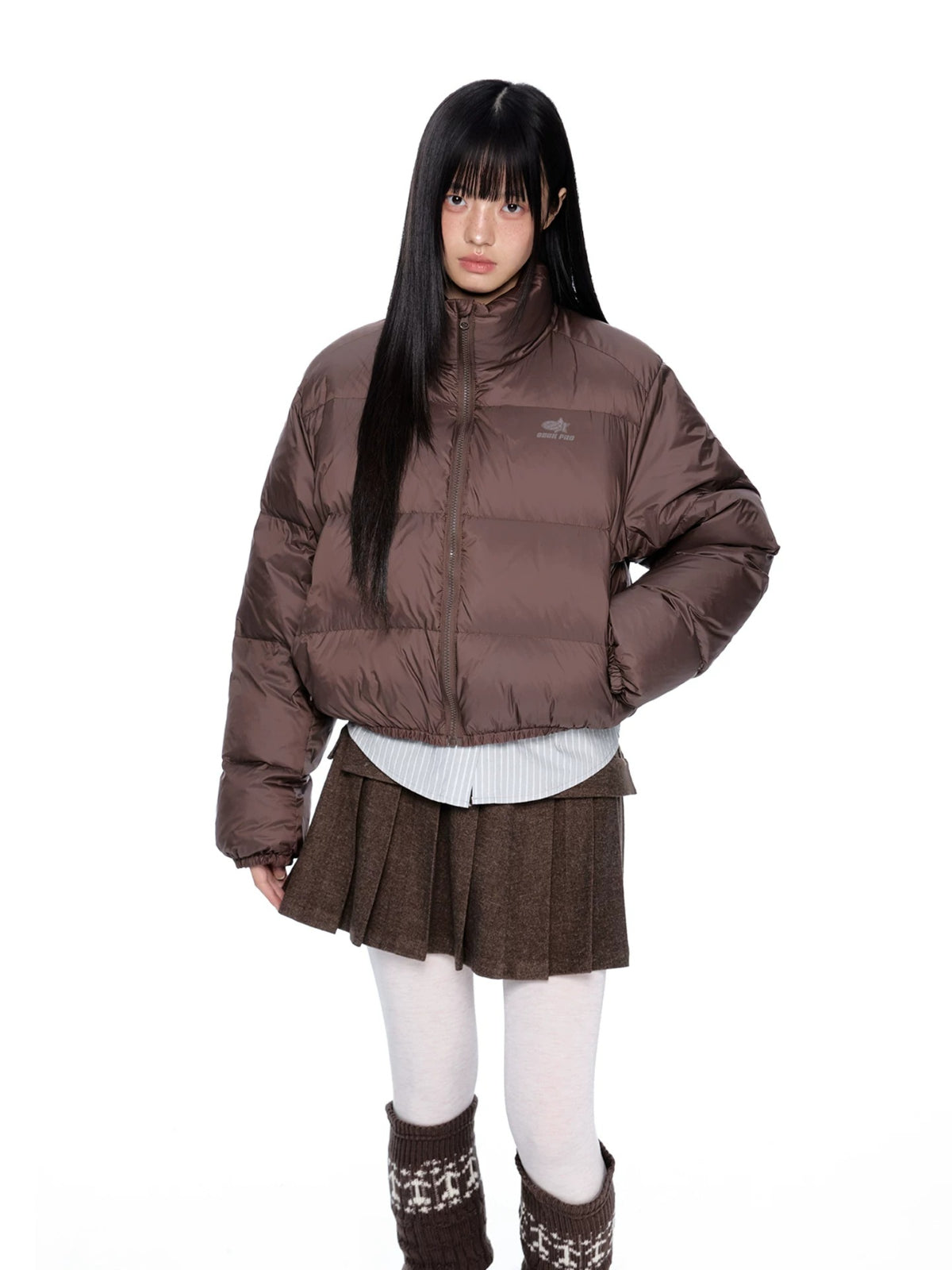 Maillard Cropped Down Puffer Jacket
