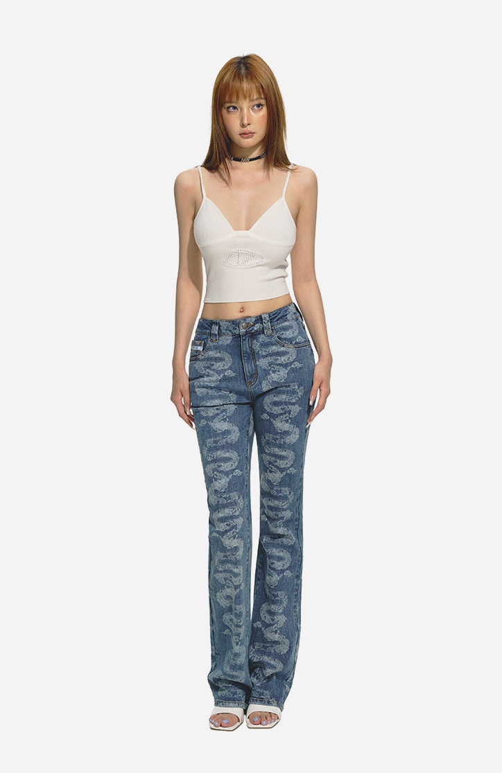 Blue Low-Waist Skinny Straight-Leg Jeans