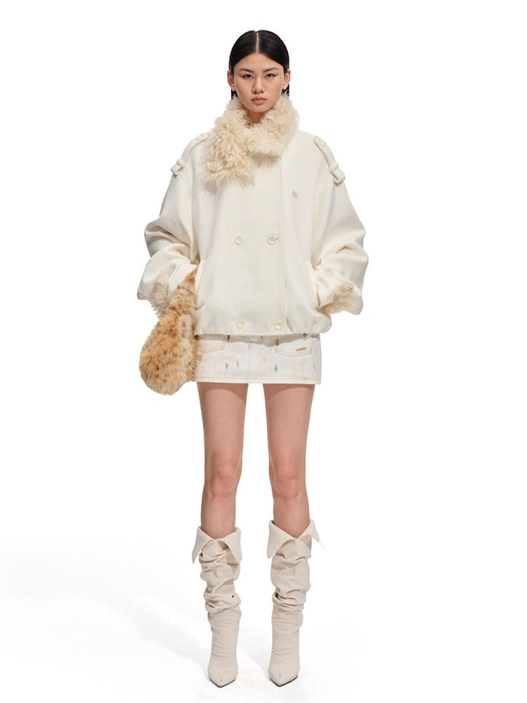 Polar Shearling Collar Wool Jacket