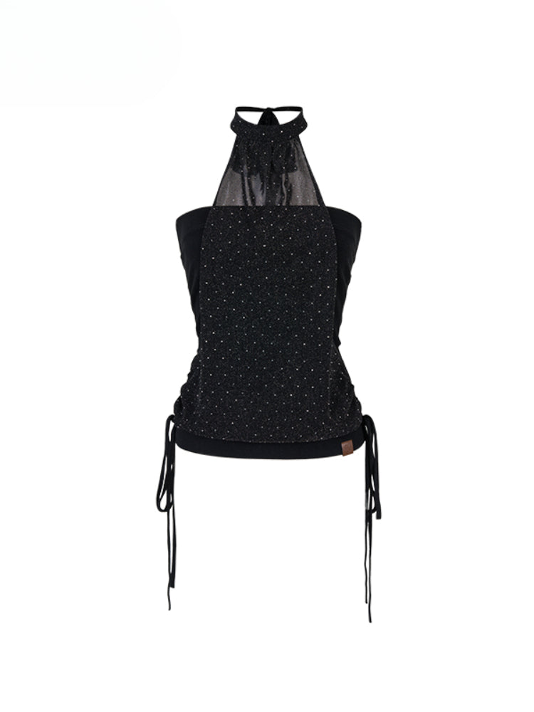 Strapless Halter Shimmery Mesh - Spliced Vest