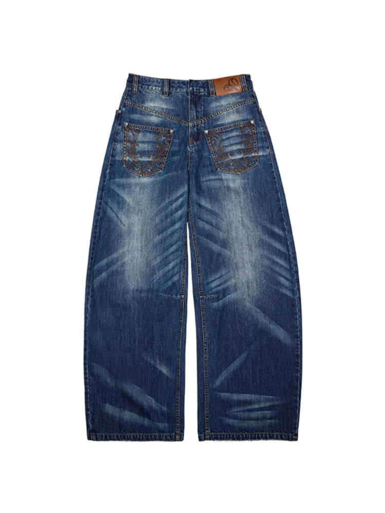 Vintage Wash Detachable Knife Denim Skirt Pants