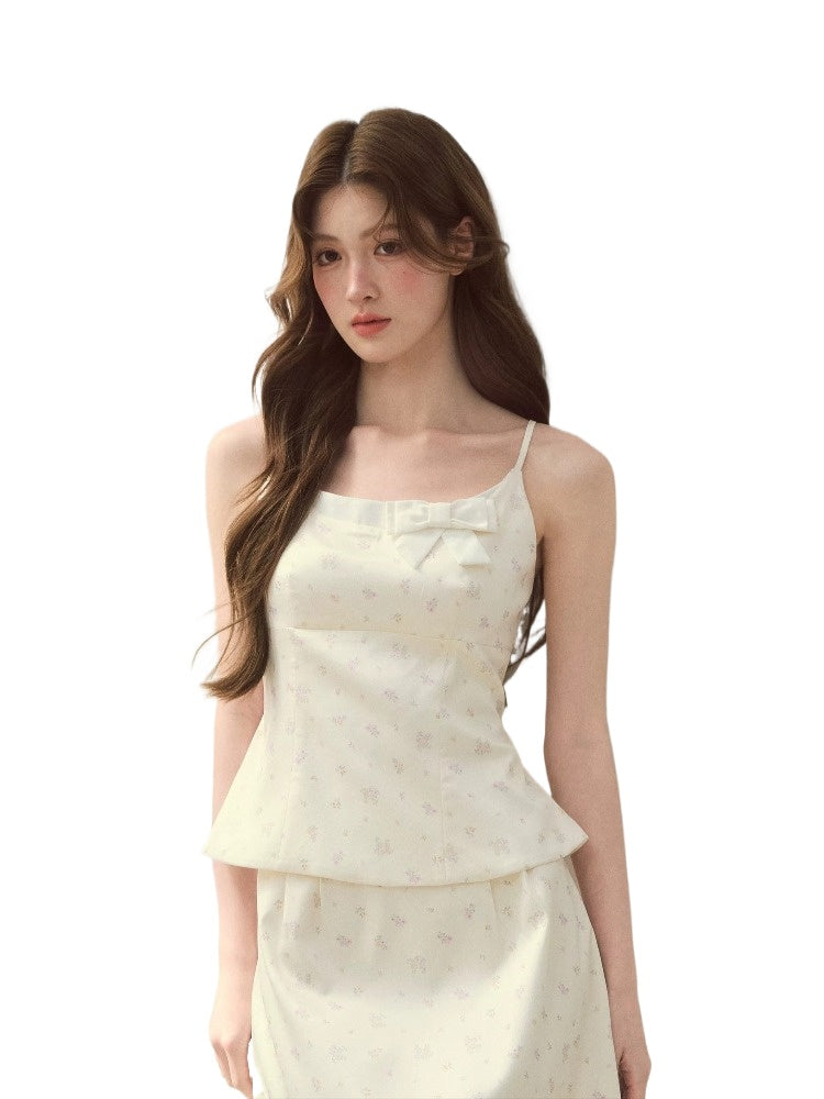 White Floral Satin Set