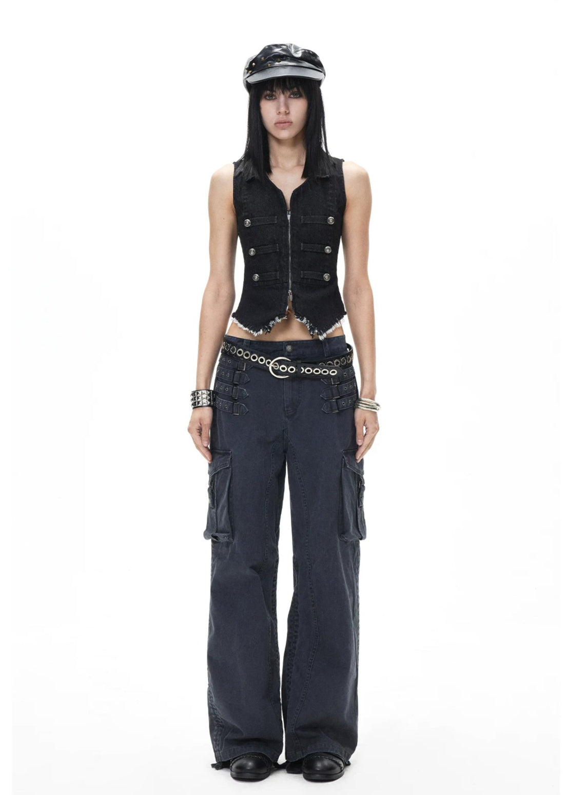 Navy Punk Drawstring Cargo Pants