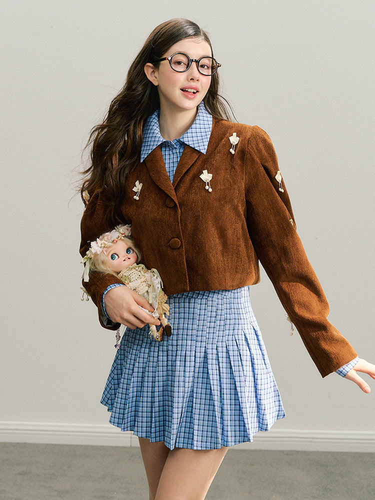 Red Rose & Navy Blue Rose Checkered Shirt