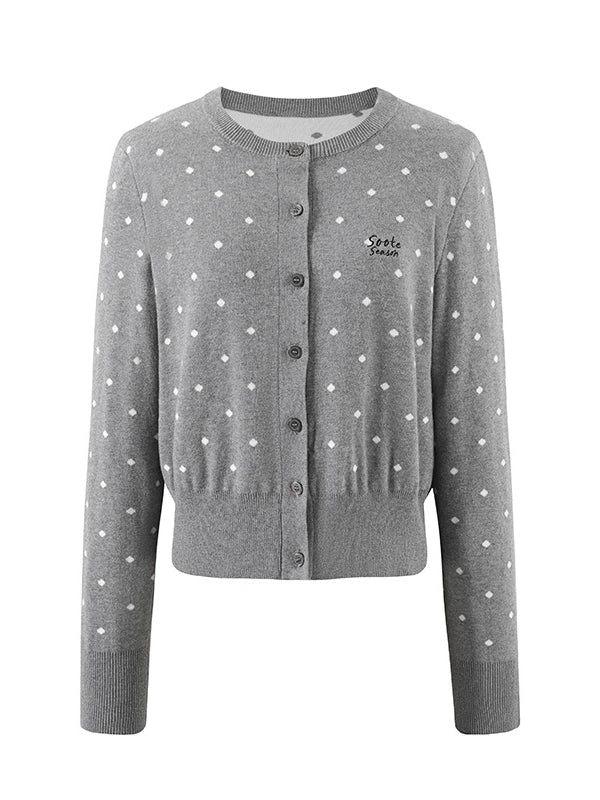 Blue & Gray Polka Dot Knit Cardigan