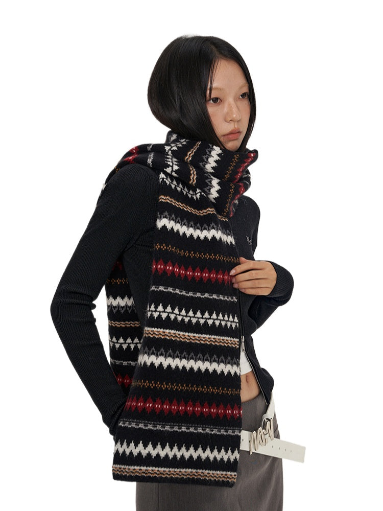 Blue & Black Fair Isle Scarf