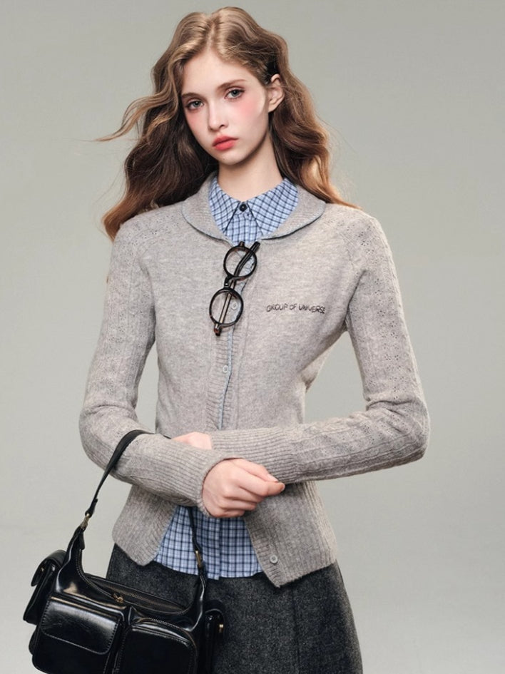 V-neck Hand-knit Cardigan