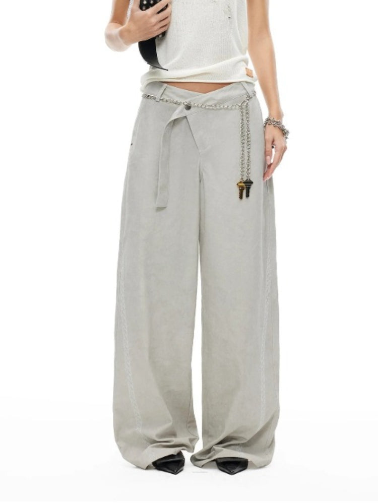 Wheat Washed Wide-Leg Pants
