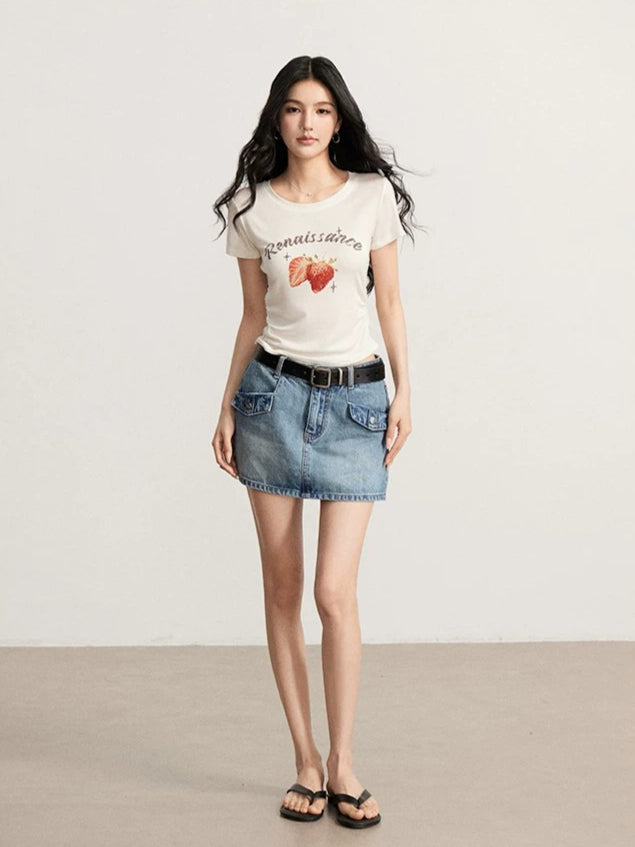 Strawberry Printed Lyocell T-Shirt