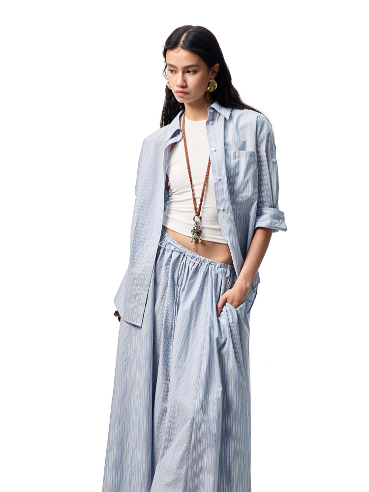 Striped Beaded A-line Skirt