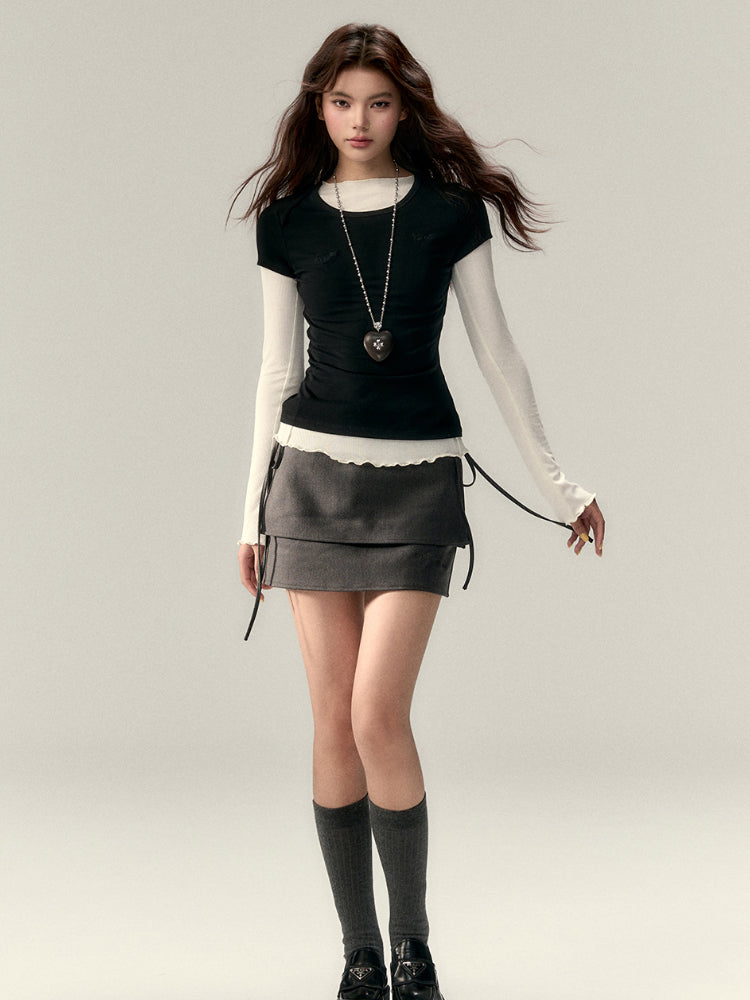 Embroidered Letter Short-Sleeve T-shirt