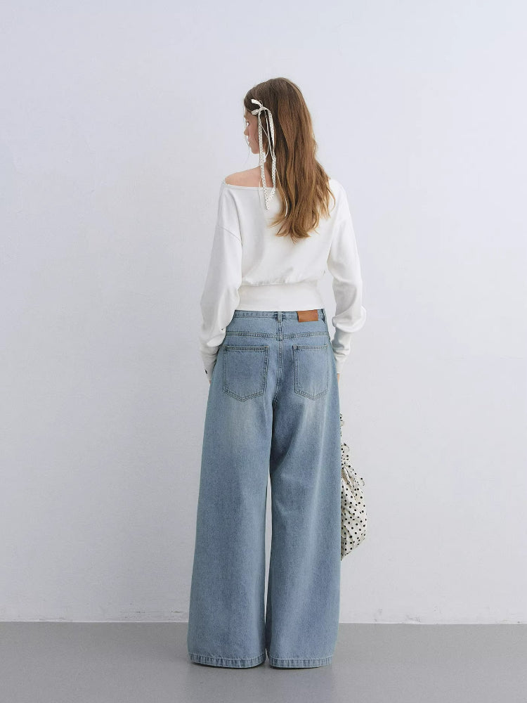 Draped Neck Cinched Waist Lace Patchwork Top