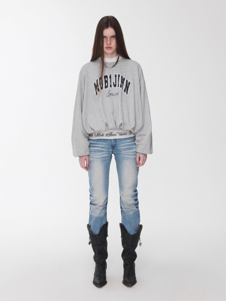 Retro Letter Print Balloon Sweatshirt