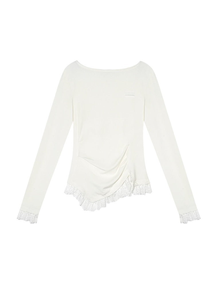 Lace Hem Knit Top