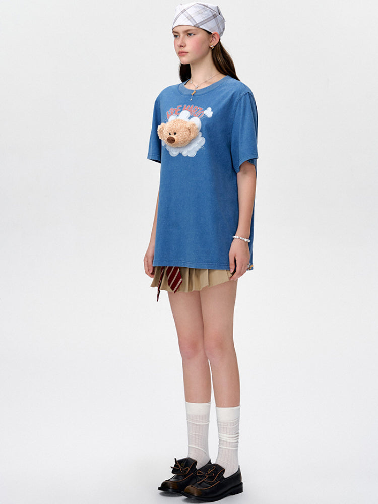 Illustrated Bear Short-Sleeve Cotton T-Shirt