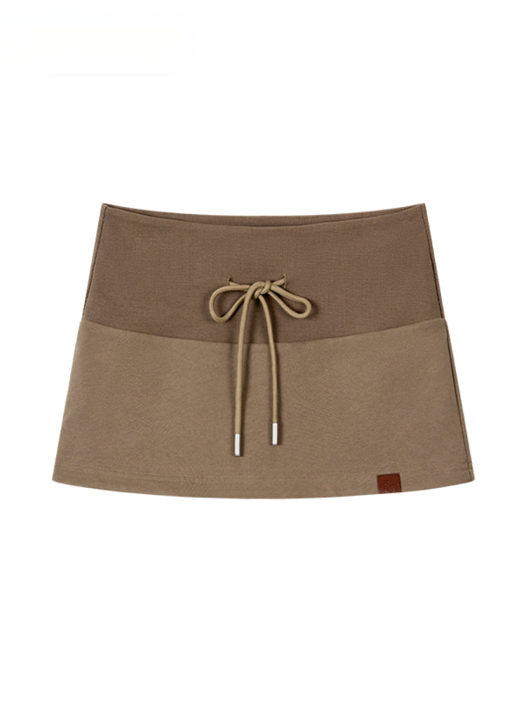 Patchwork Drawstring Bodycon Skirt