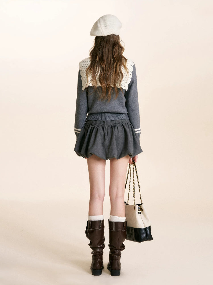 Gray Sailor Collar Cardigan