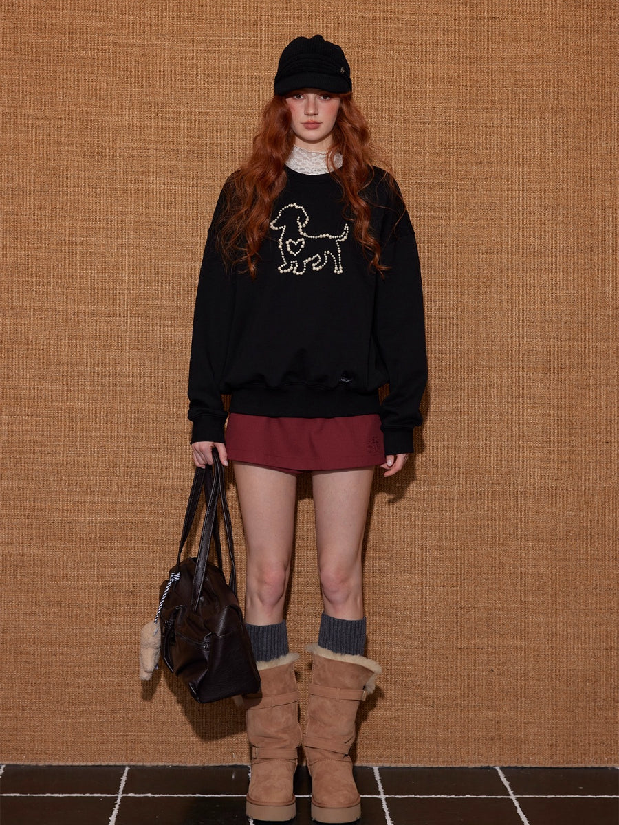 Embroidered Animal Knit Sweatshirt