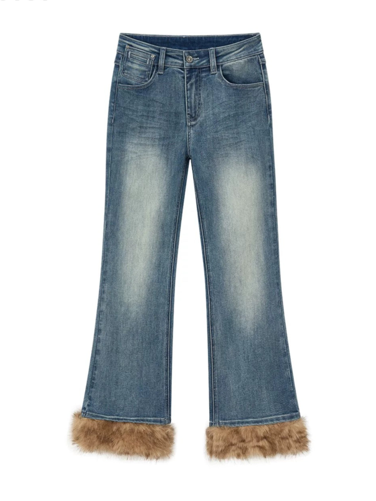 Vintage Washed Cotton Flare Jeans