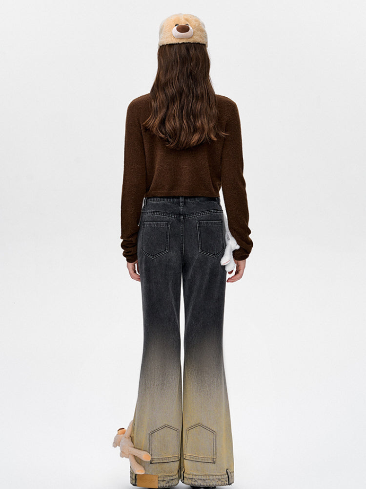 Blue & Black Gradient Flared Jeans