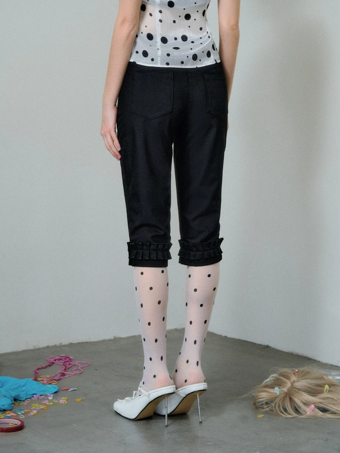Black Lace Cropped Pants