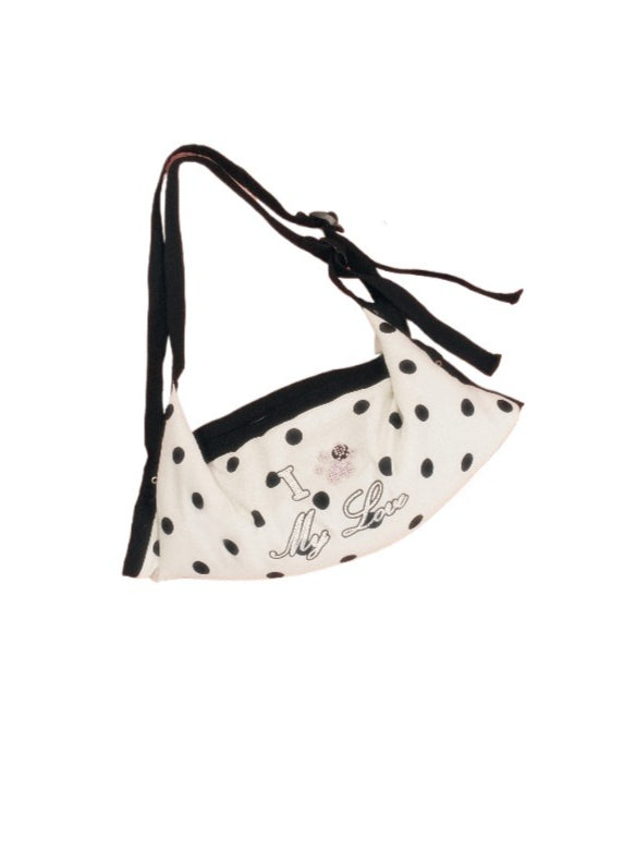 Plaid Polka Dot Rhinestone Pillow Bag