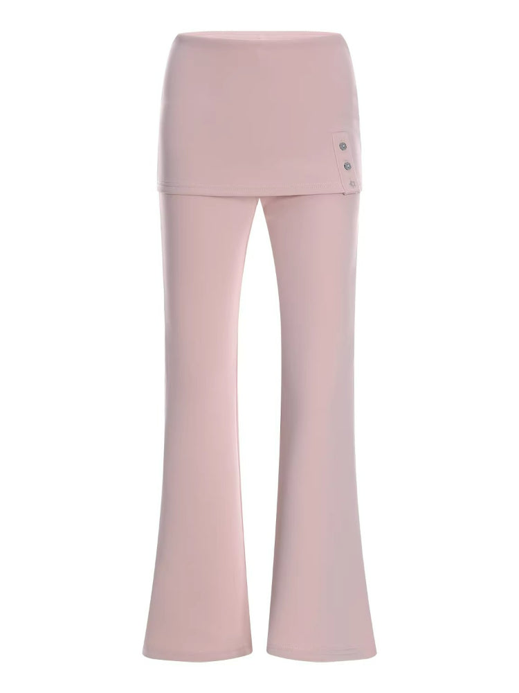 Faux Layered Micro Flare Pants