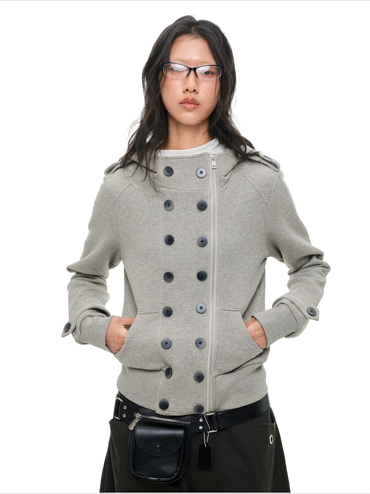 Double-Breasted Utility Cropped Jacket