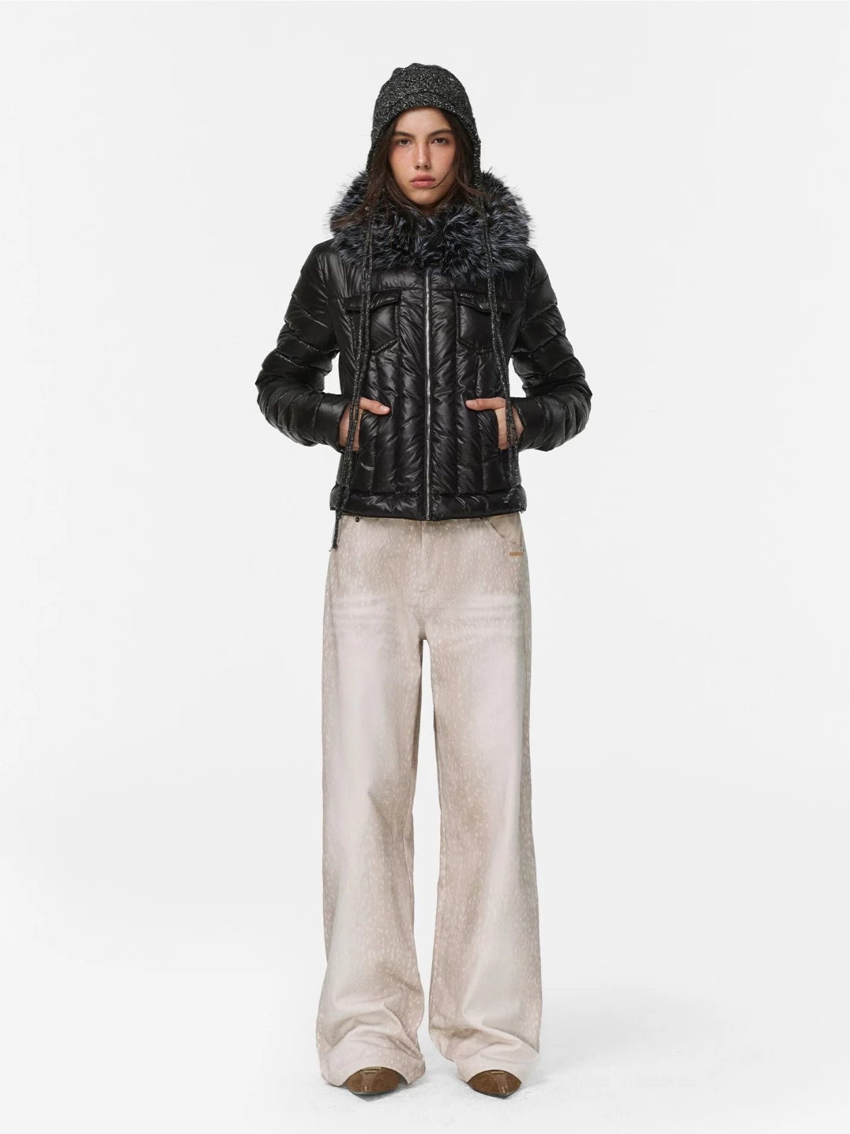 Deer Print Straight Leg Pants