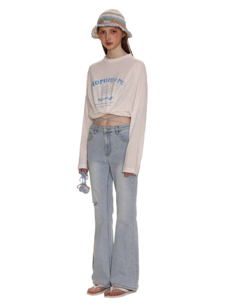 Raglan Sleeve Letter Print Long Sleeve