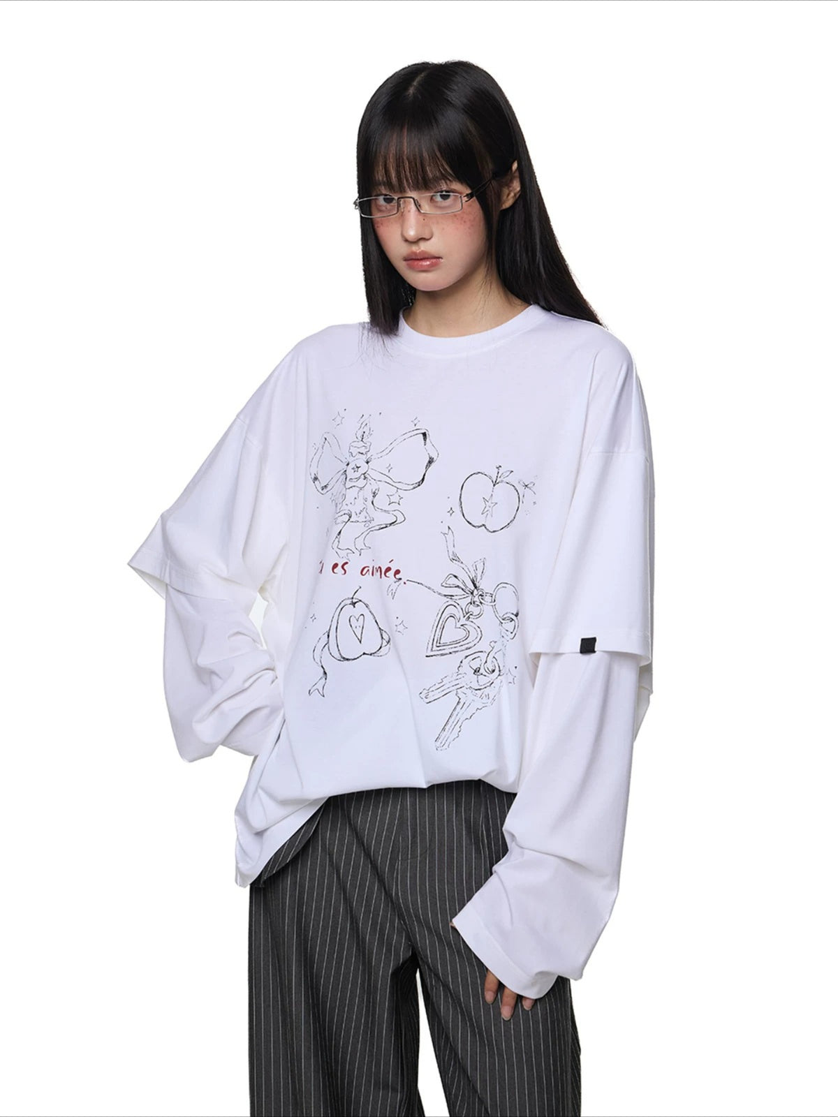 Printed Layered Long Sleeve Tee