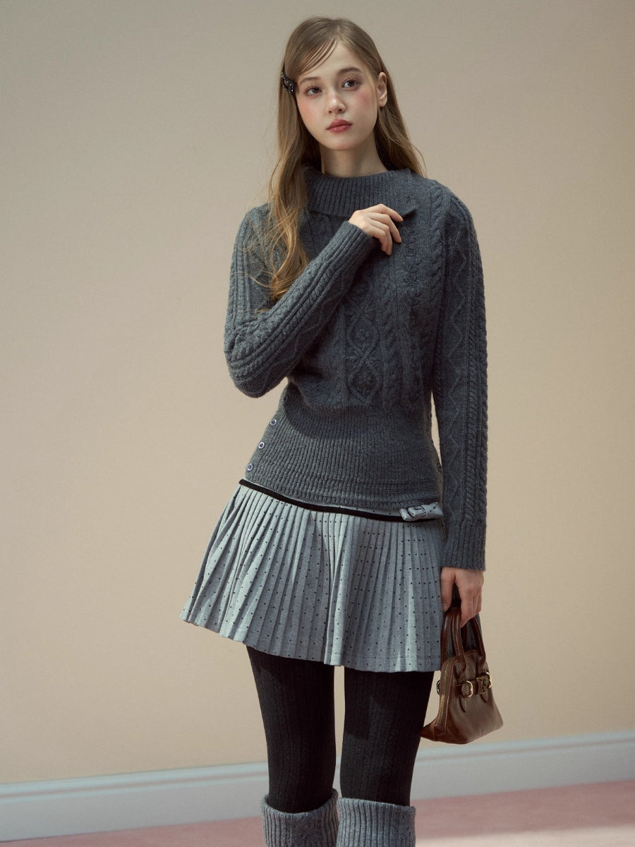 Cable-Knit Mock-Neck Sweater