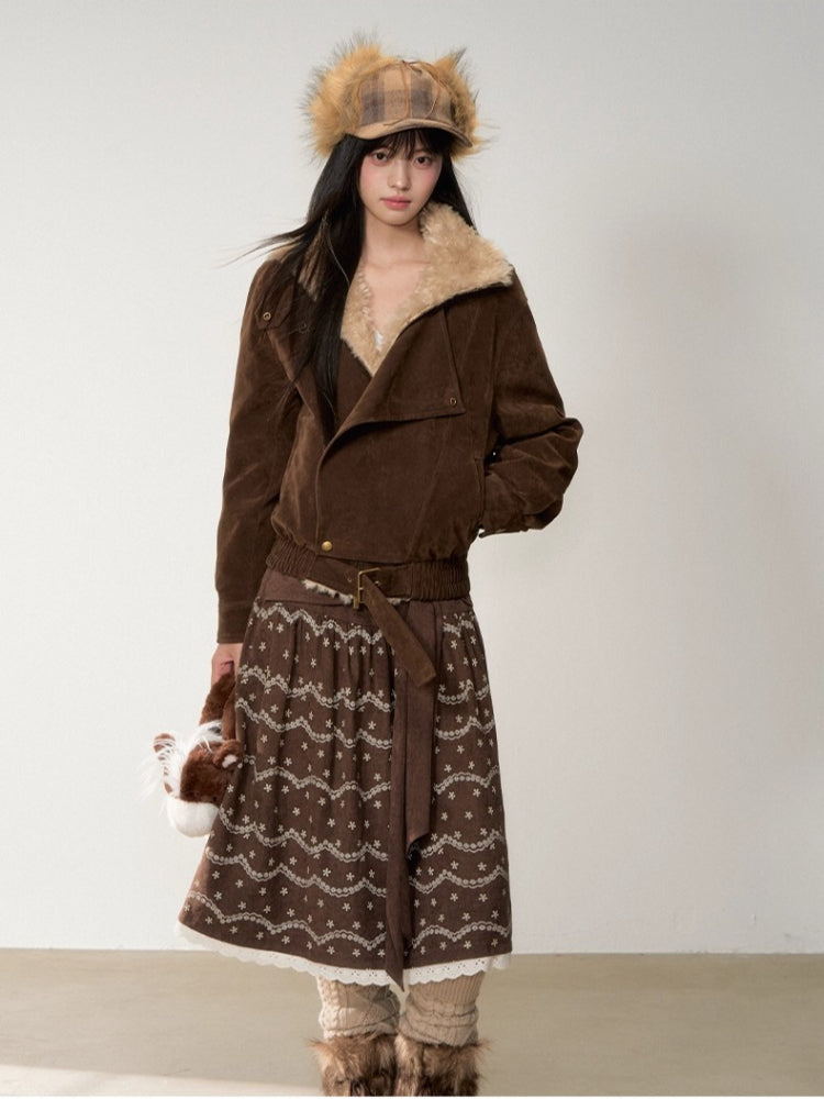 Retro Suede Shearling Moto Jacket