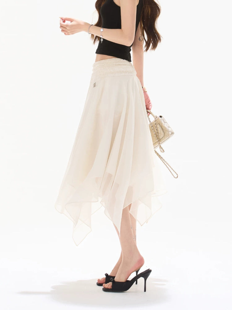 Asymmetrical Chiffon Midi Skirt