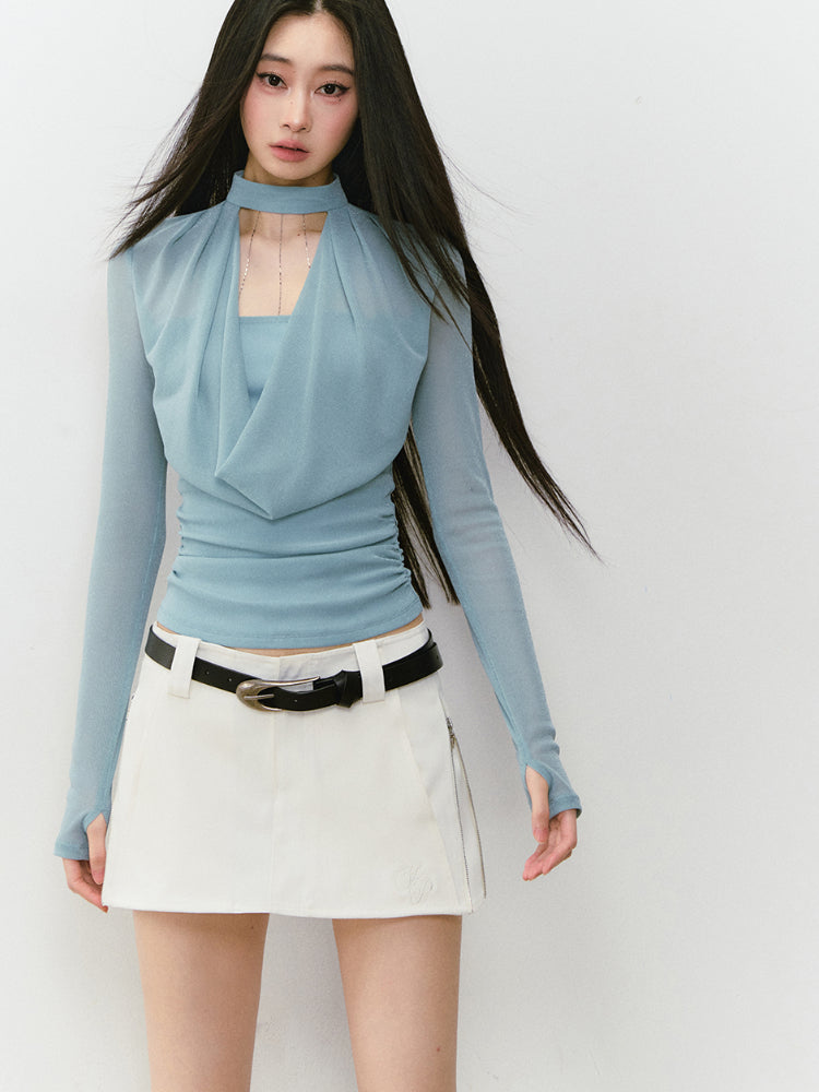 Casual Pencil Skirt with Double - Side Zippers