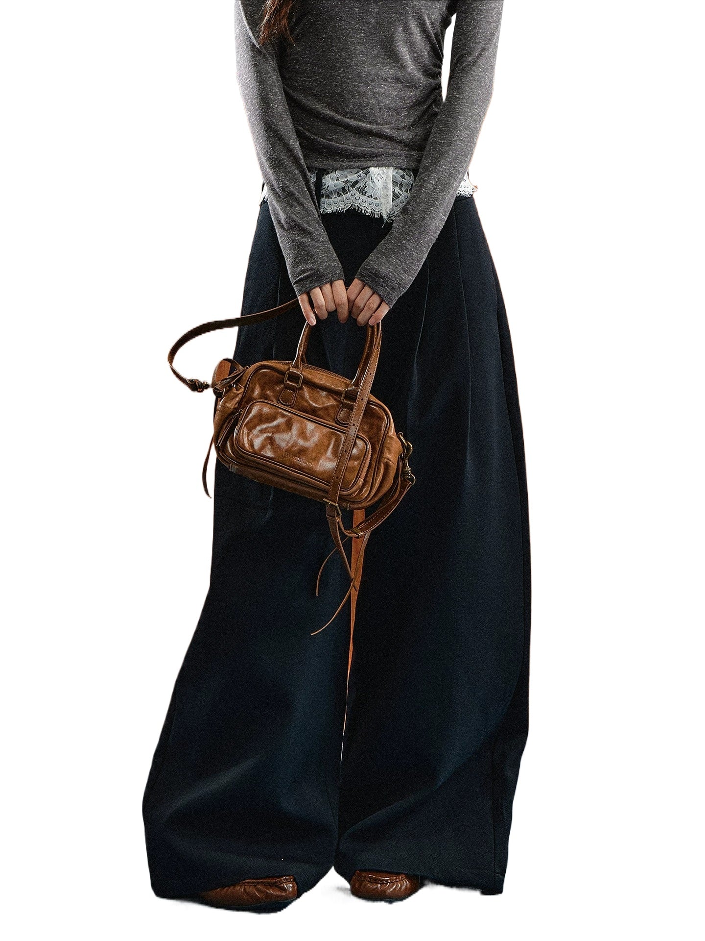 Lace Waist Wide-Leg Pants