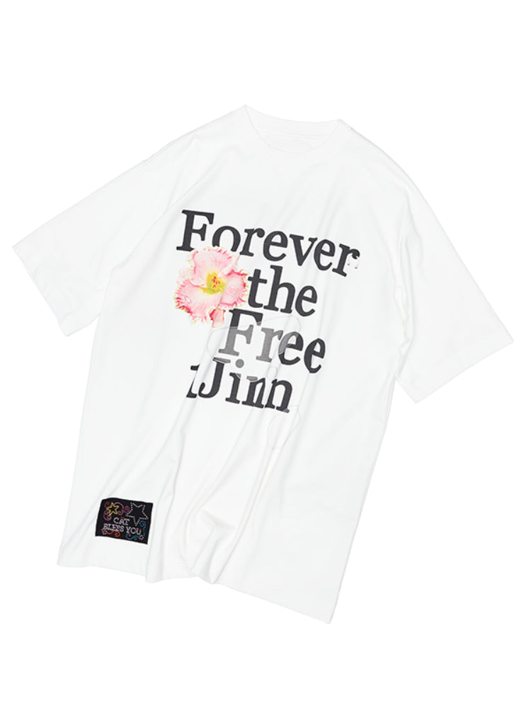 Oversize Floral Alphabet Printed T-shirt
