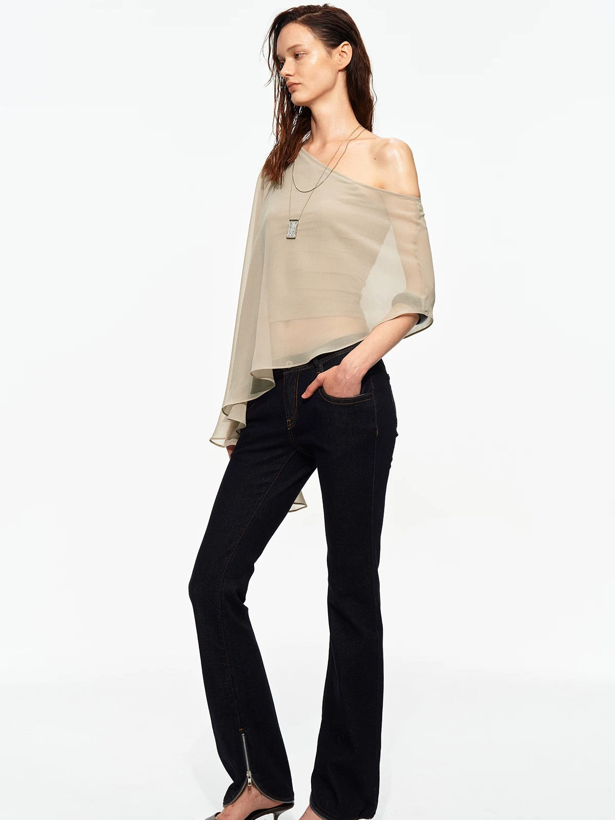 Zip Hem Straight Jeans