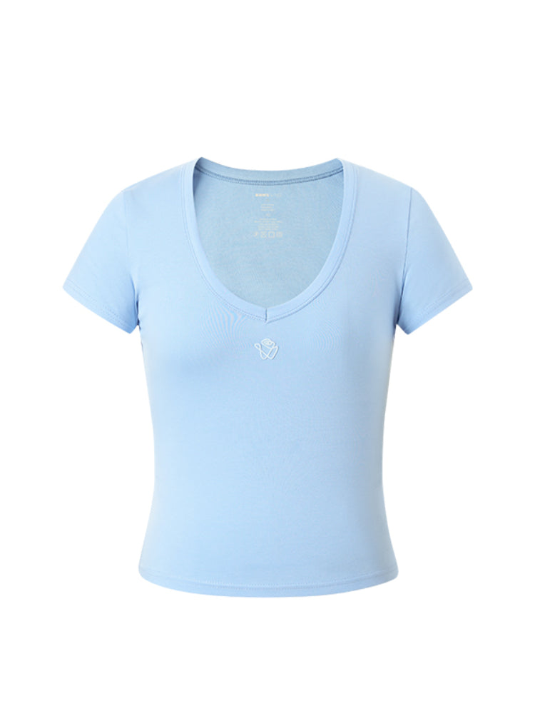 V-neck Fitted Crew-neck T-shirt