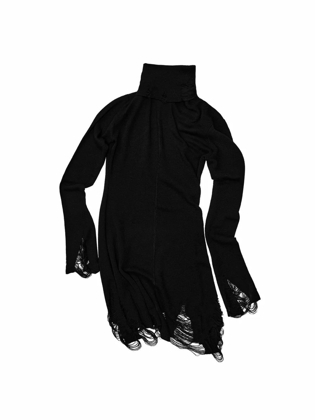 High Neck Cutout Knit A-Line Dress