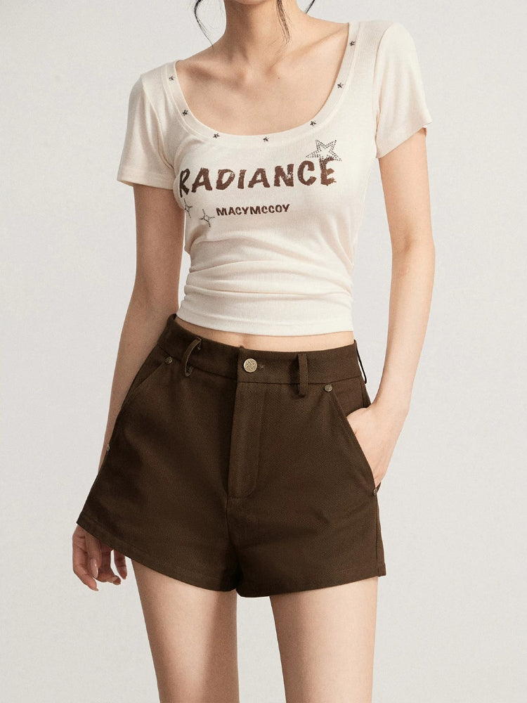 Rhinestone Cotton Hot Shorts