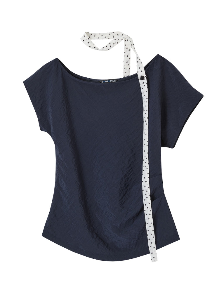 Draped Lazy Asymmetric Shoulder Convertible Top Set