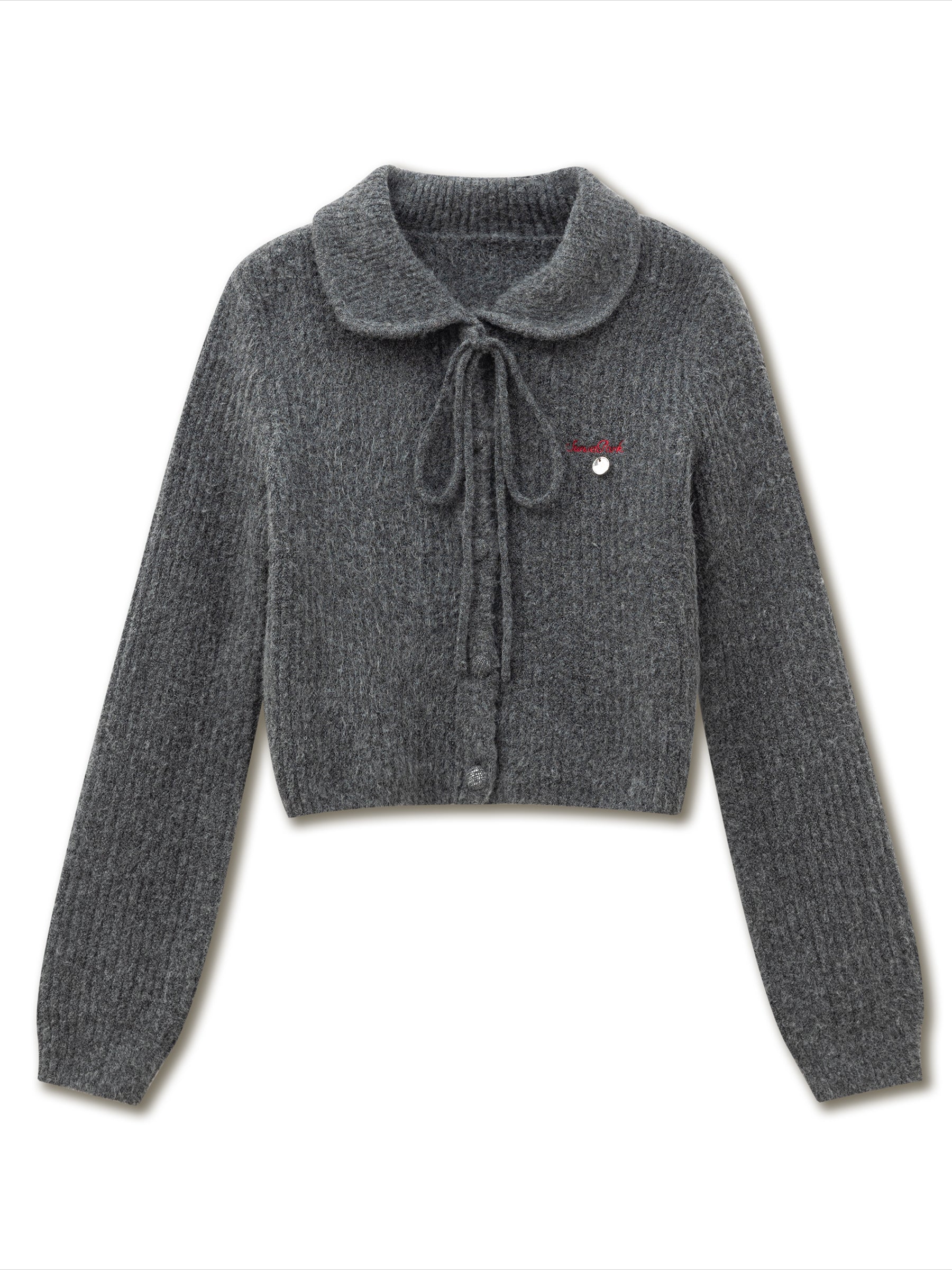 Gray & Beige Doll Collar Knitted Cardigan