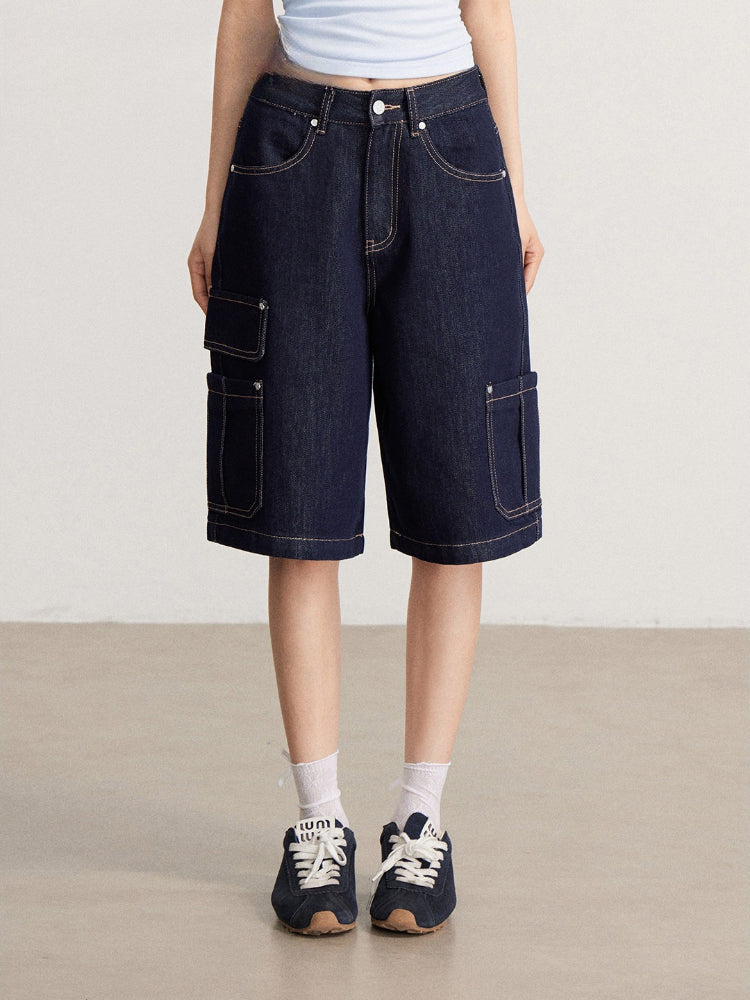 Cargo Denim Bermuda Shorts