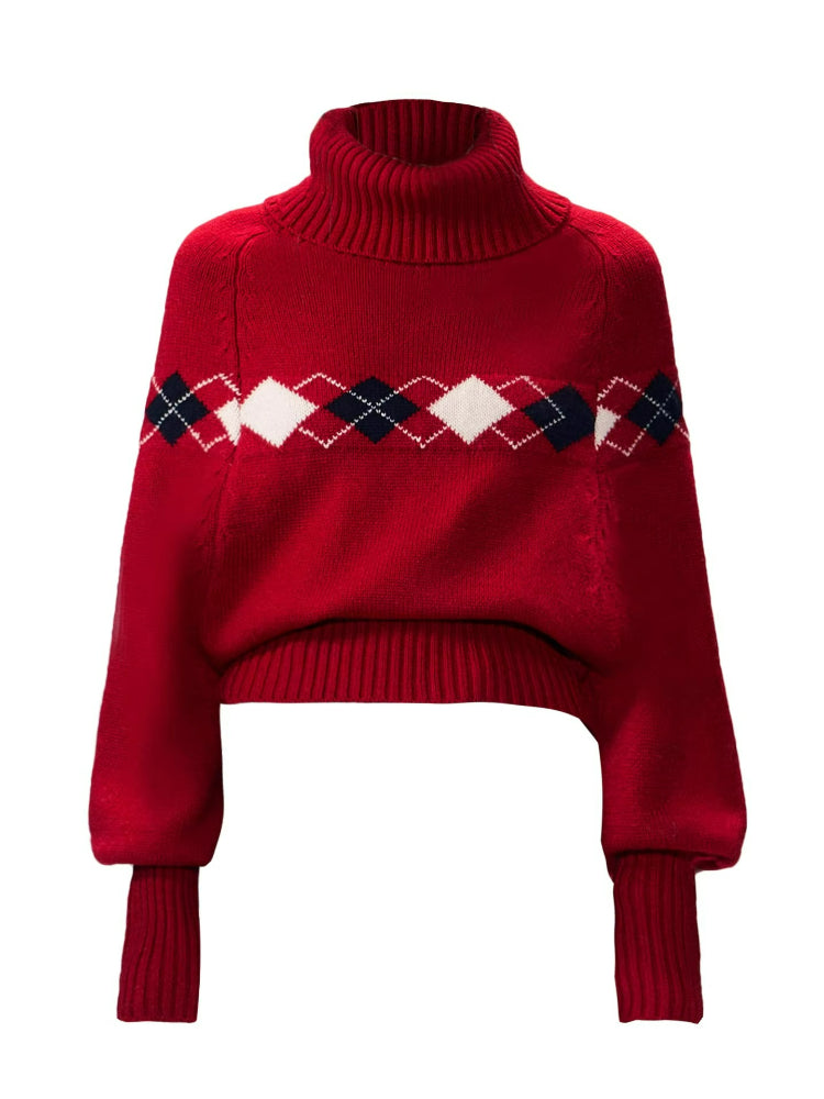 Argyle Wool Knit Sweater